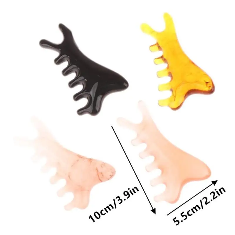 مشط تدليك الجسم ميريديان من الراتنج، مشط بخمسة أسنان واسعة، علاج الوخز بالإبر، الدورة الدموية، مشط شعر ناعم مضاد للكهرباء الساكنة #6