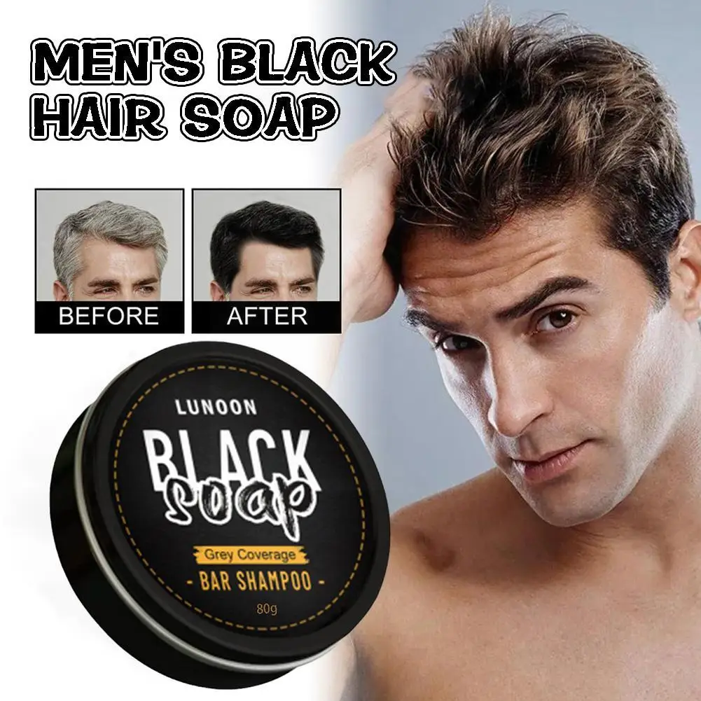 80g Men's Black Hair Soap Nourishing Hair Root Anti-stripping Control Hair Black Soap Oil Bright F2V6