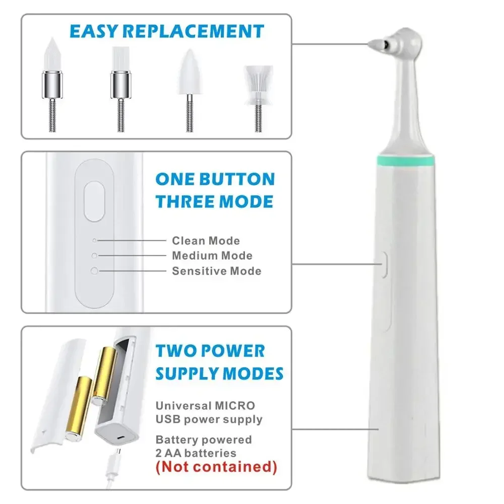 High-Power Dental Cleaning Polisher Kit - 4 Function Electric Scaler for Stain Removal & Tooth Cleaning