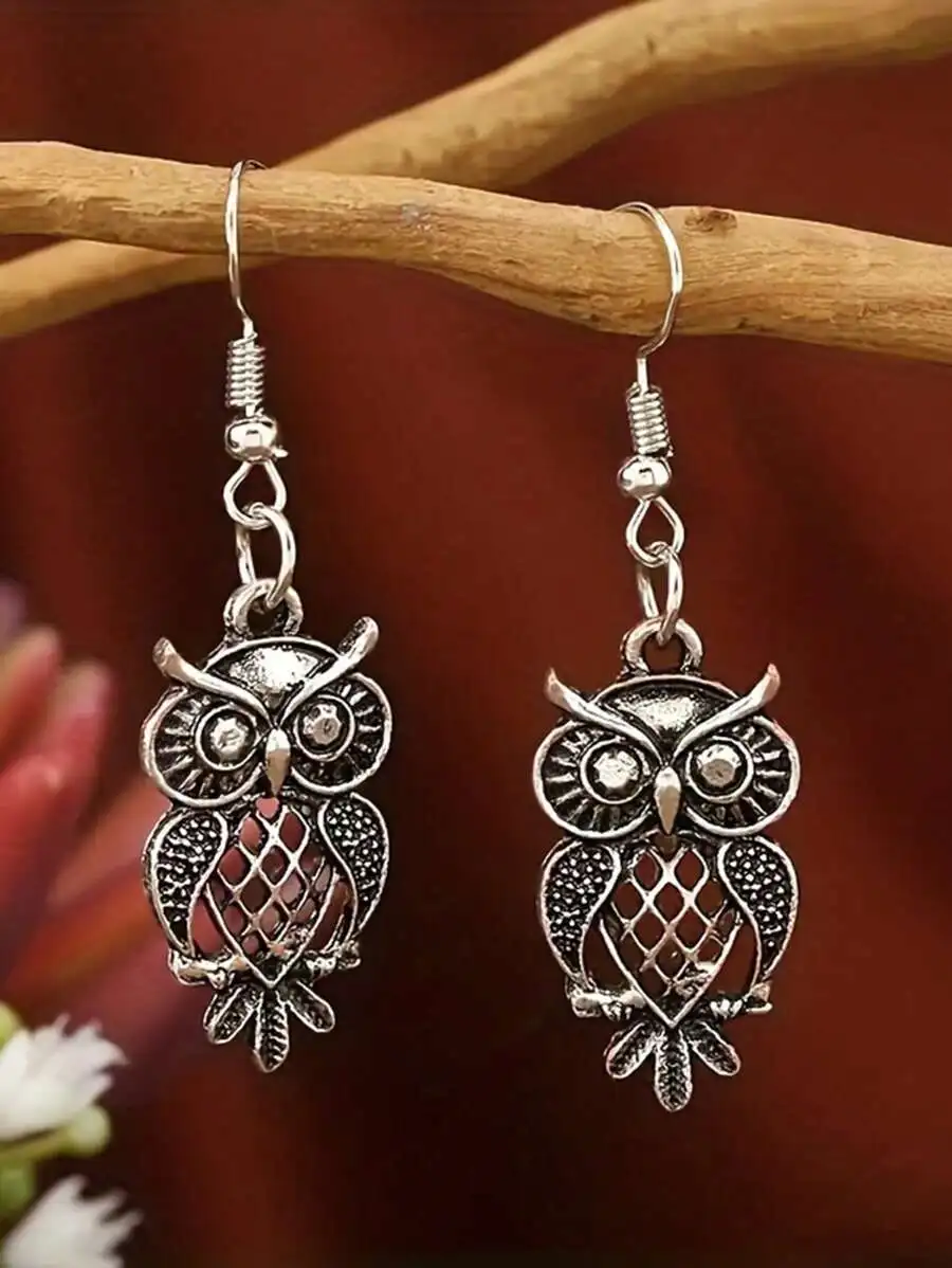 

Bohemian Vintage Hollow Owl Drop Earrings For Women