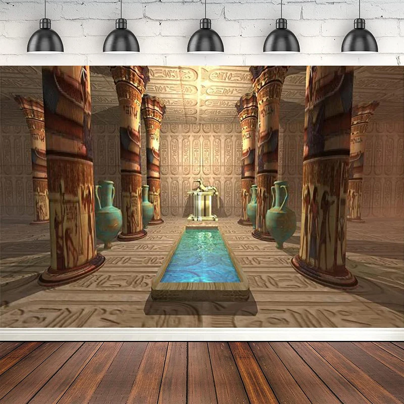 Photography Backdrop Egyptian Temple Ancient Temple To The Egyptian God Anubis Tomb Background Birthday Party Decorations