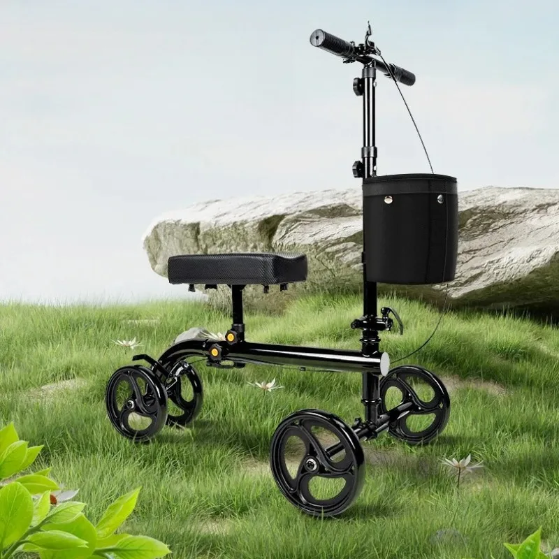 

‌Knee Walker for Single Leg - 4-Wheel Scooter with Seat, Adjustable Crutch Alternative for Foot/Ankle Recovery, Heavy Duty Aid