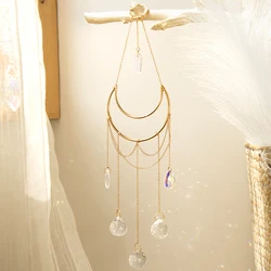 Moon Suncatchers Crystal Pendant Suncatcher Moon Wind Chime  Crystal Ball Hanging Sun Catchers Window Garden Ornament Home Decor