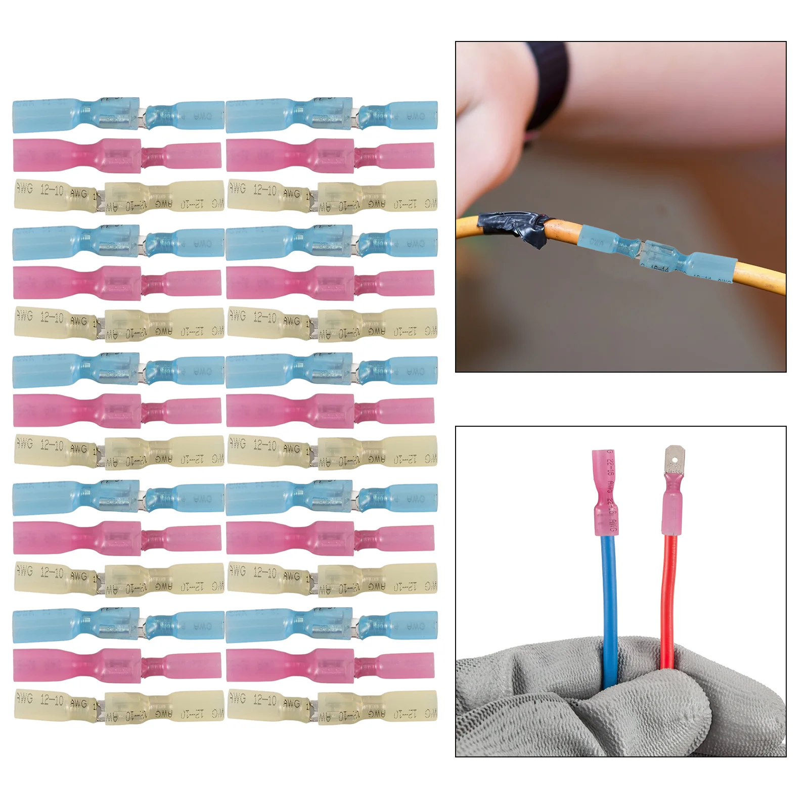 

100Pcs Insulated Heat Shrink Wire Connectors Butt Splice Crimp Terminals for Automotive Electrical Wire Repairs