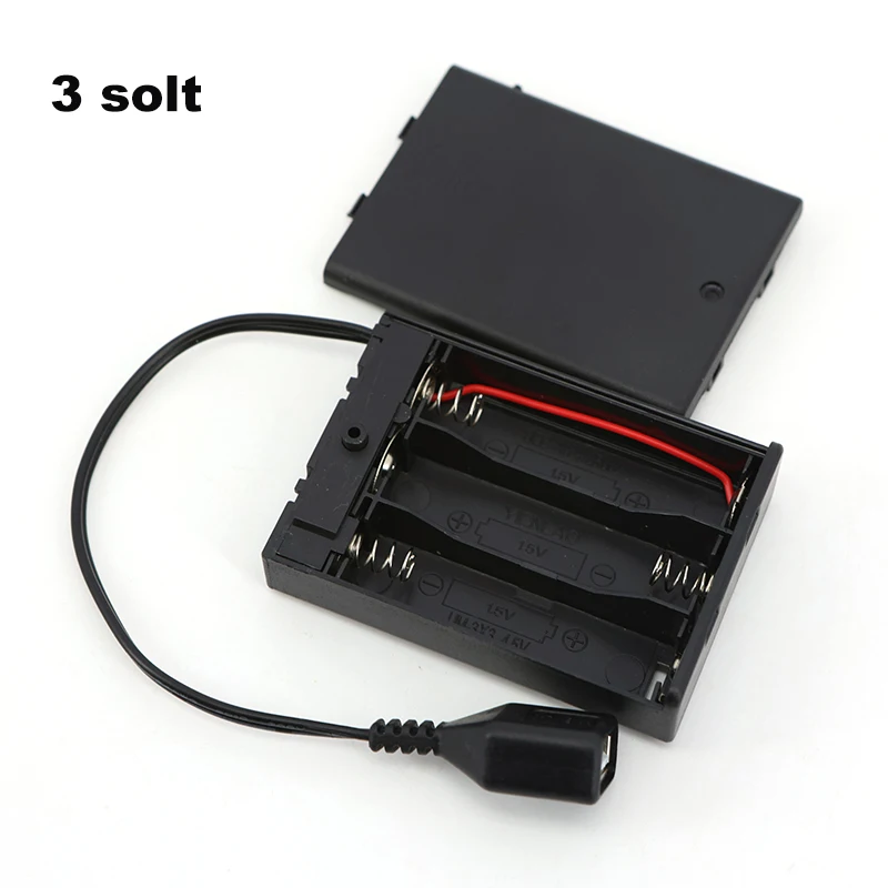 2 3 4 × AA 1.5 فولت 3 فولت 6 فولت حامل البطارية صندوق تخزين محمول صغير USB أنثى كابل إمداد الطاقة صندوق بطارية لشريط الضوء L1