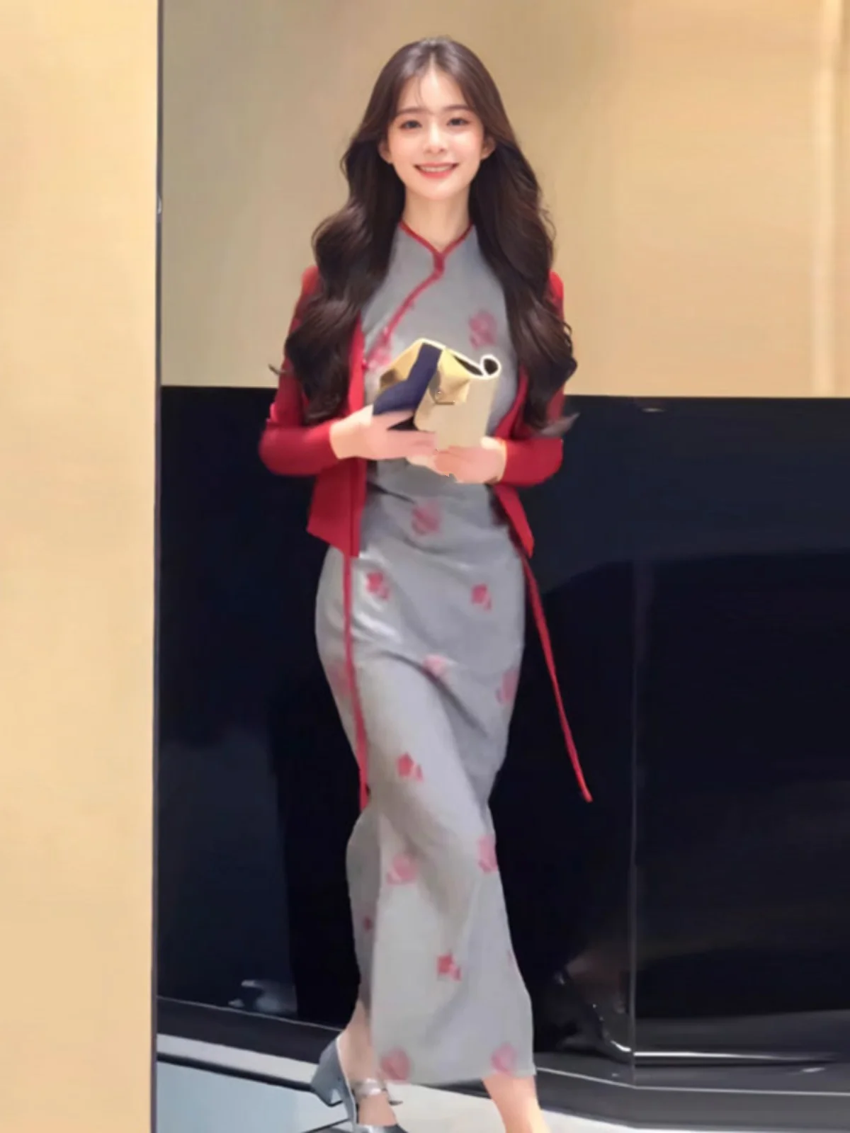 

New Chinese Style National Trend Improved Dress Retro High-End Feeling Ladylike Long Wraparound Skirt Autumn