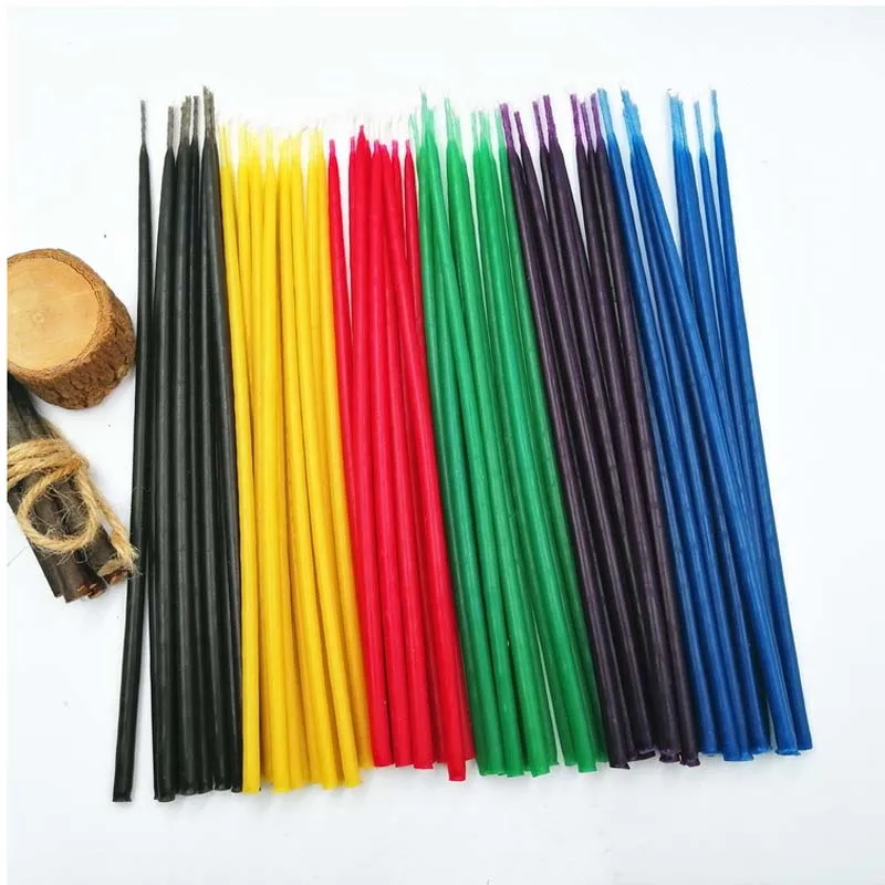 100pcs/lot Natural Beeswax Stick Wax Orthodox Candle Φ0.6x20cm