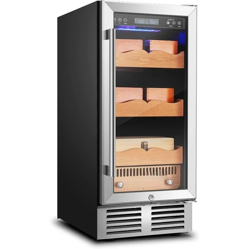 Refrigerador elétrico do charuto Humidor, armário grande para 550 contagens, 3 camadas, Prateleiras de madeira de cedro espanhol e gaveta, 82L