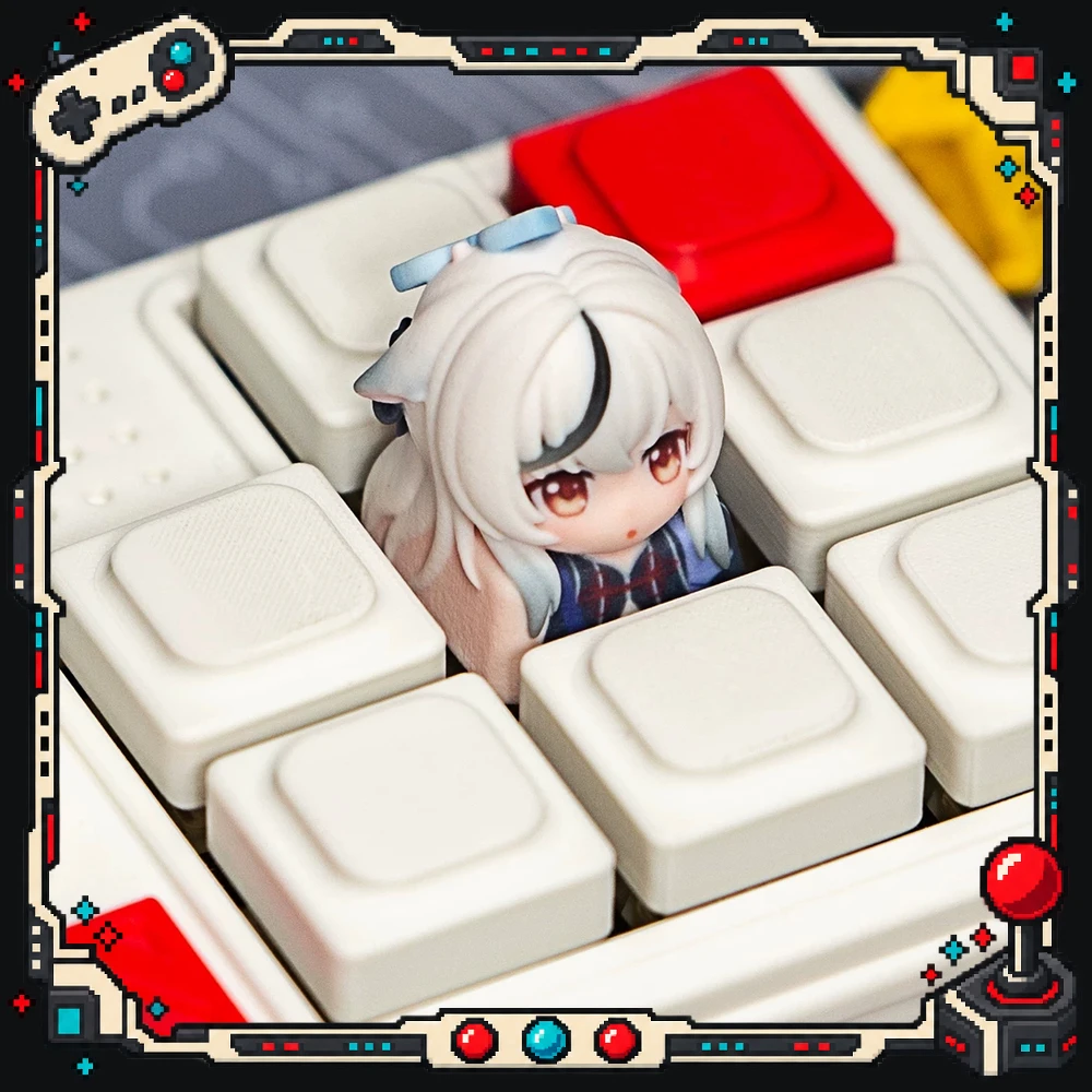 Blue Archive Resin Keycap 1 Piece Sculpted Chibi Character Decorative Replacement Key for Mechanical Keyboard