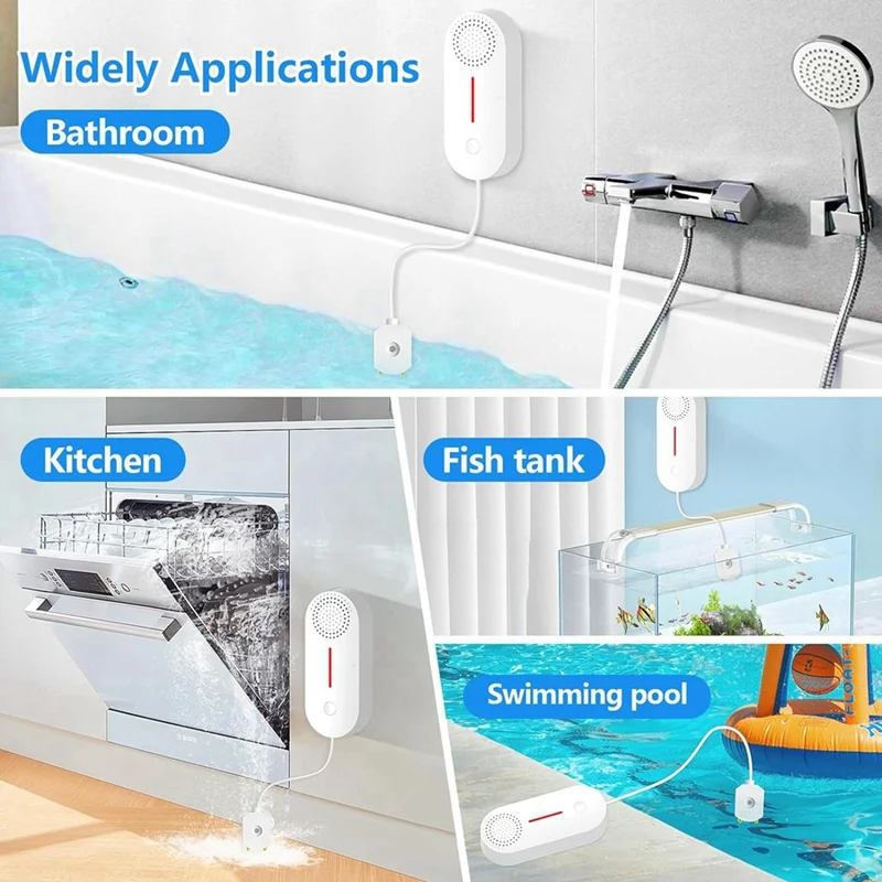 Water Alarm Leak Detector,Wireless Tank Level Monitor With 100Db Sound Light Alarm,App Alert & Monitor-Water Leak Sensor Durable