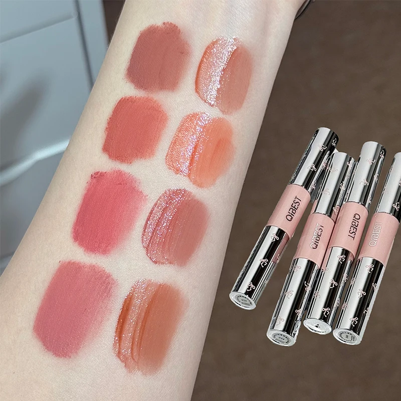 QIBEST ملمع شفاه مزدوج الرأس ماتي مخملي مثير أحمر شفاه سائل مقاوم للماء ملمع شفاه يدوم طويلاً مستحضرات تجميل كورية #5