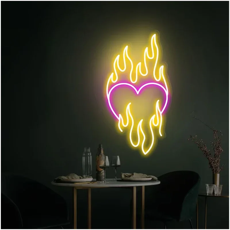 Burning Flame Fire Art Neon Sign Design  Custom for Room Wall Hang Decor Decoration Fire Neon Personalise Led Light Night Lamp