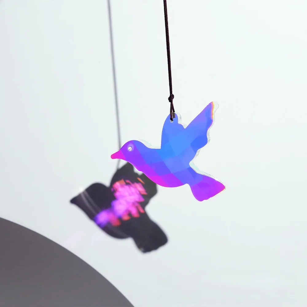 80 mm Kolibri-Kristall-Sonnenfänger, Glasprismen, facettiert, zum Aufhängen, Regenbogen-Maker, glänzender Glücks-Feng-Shui-Auto-Anhänger, Gartendekoration