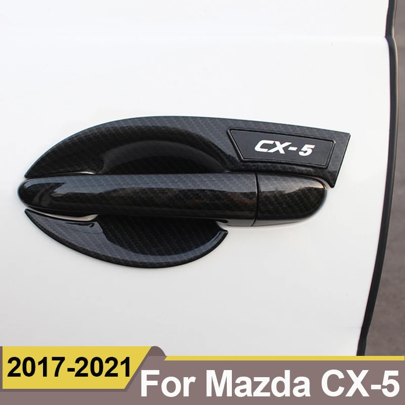 For MAZDA CX-5 CX5 KF 2017 2018 2019 2020 2021 Carbon Fiber Car Door Handle Cover Trim Sticker Car Styling Accessories Overlay