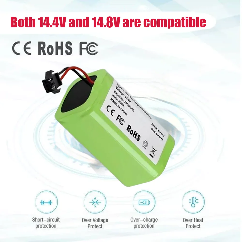 

14.8V 2800mAh High Quality 18650 Lithium Ion Battery,forCongaExcellence 950 990 1090 1790 1990 Deebot N79S N79 DN622Eufy Robovac