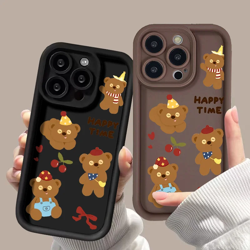 Cute Bear Case For Samsung S23 S24 Ultra A55 A54 A53 5G A55 A52 A35 A34 A32 A24 A25 A23 A14 A13 A12 A05 A04 A03 S20 FE S21 Cover