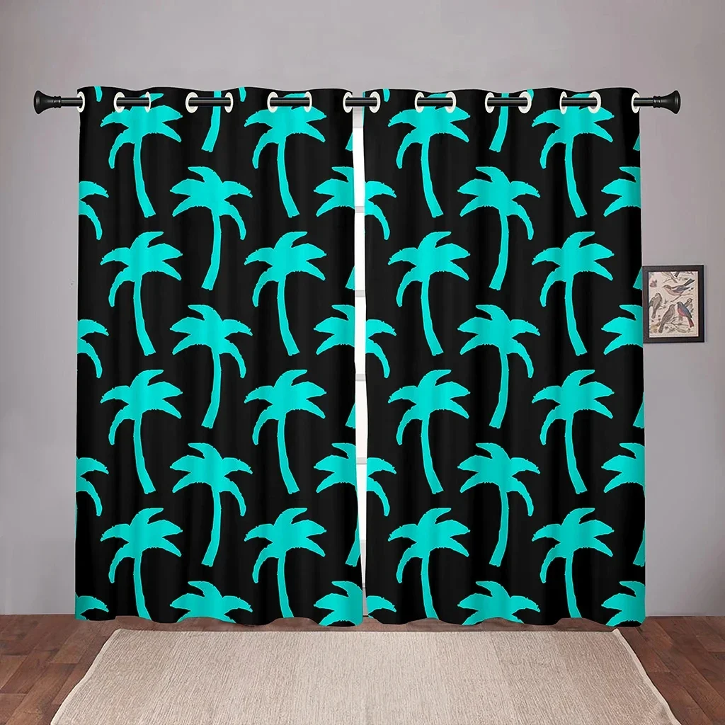 Coconut Tree Carrtoon on Sale Blackout Window Curtain for Bedroom Living Room Bathroom Kicthen Door High Shading New Pattern