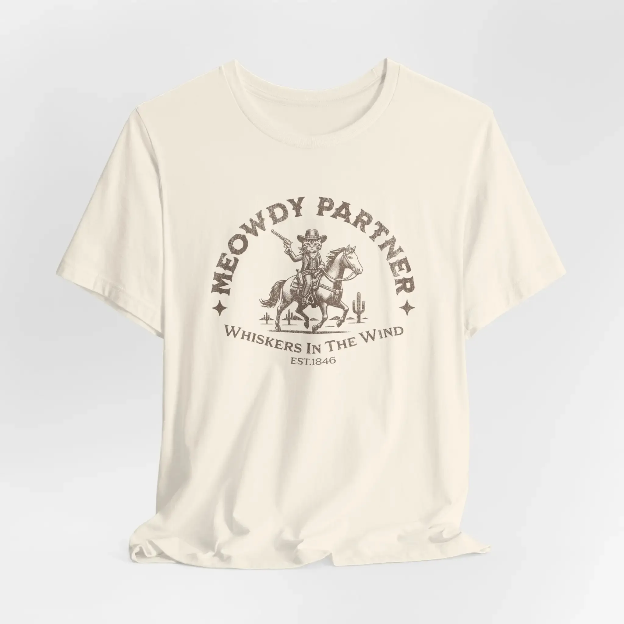 Meowdy Partner Whiskers In The Wind Retro T Shirt Cowboy CaT Vintage Funny