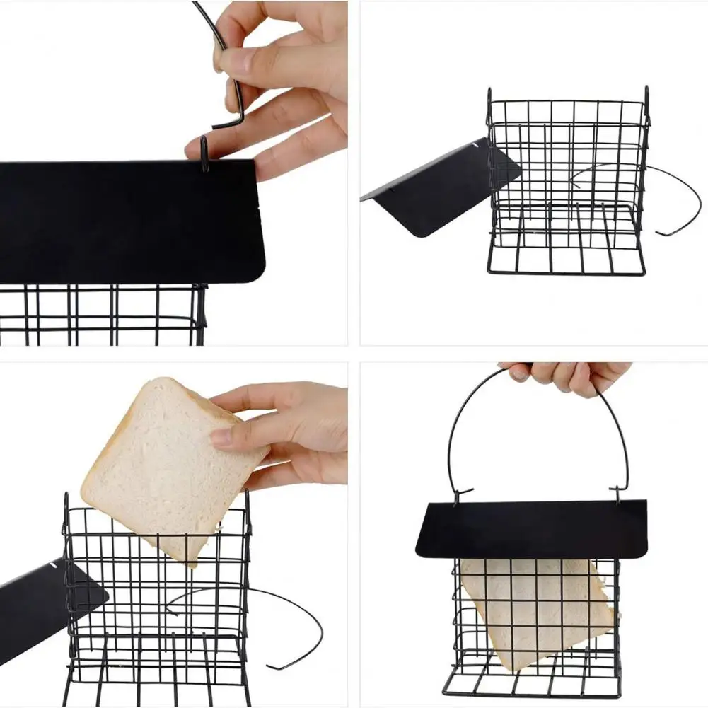 Кормушка S с нескользящей ручкой Металлическая кормушка S Прочные металлические кормушки для лома для диких S Подвесная одиночная клетка для лома Хвостовая опора Кормушка для дятла