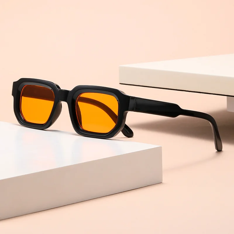 Punk vierkante zonnebril damesmode oranje tinten UV400 heren retro driver zonnebril