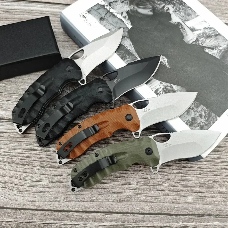 Mini Pocket Folding Knife CTS-XHP Satin Plain Blade Linen Micarta Handle Camping Outdoor Hunting Tactical Self-defense Knives