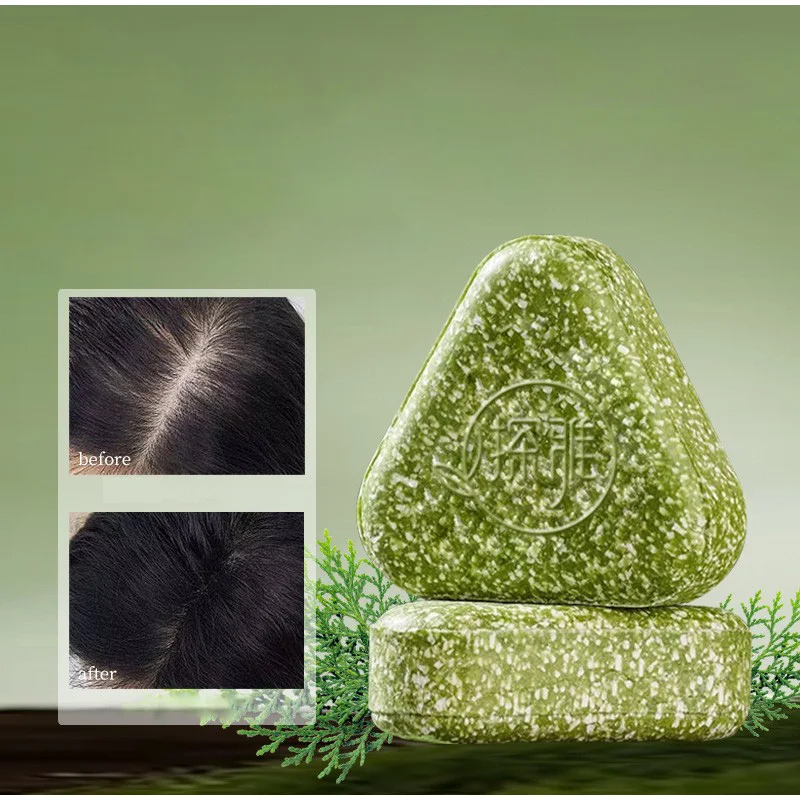 

Natural Usman Grass Platycladus Herbal Shampoo Soap - Strengthens Roots Hair Growth Controls Oil Cleanses Scalp Anti-Hair Loss