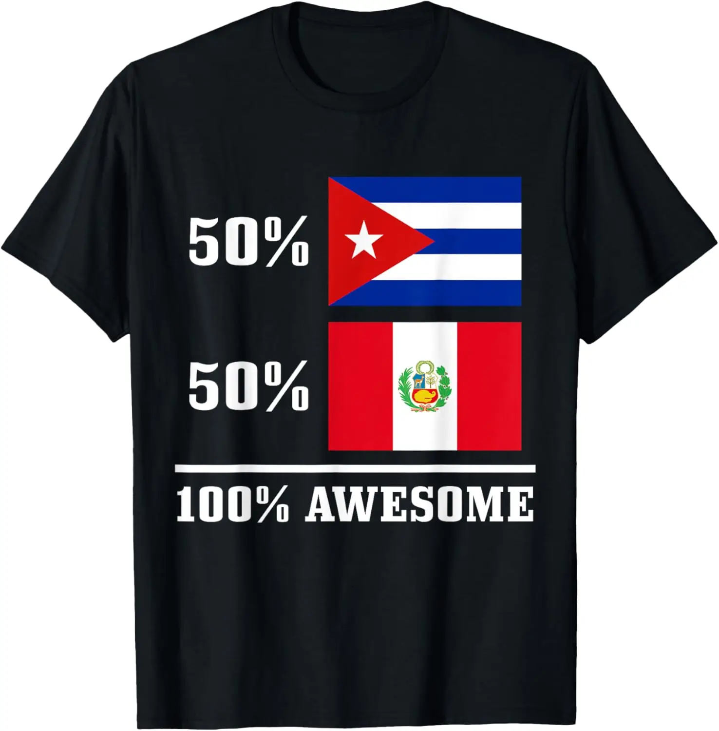 

50% Cuba 50% Peru Cuban Peruvian Flag Pride Heritage T-Shirt