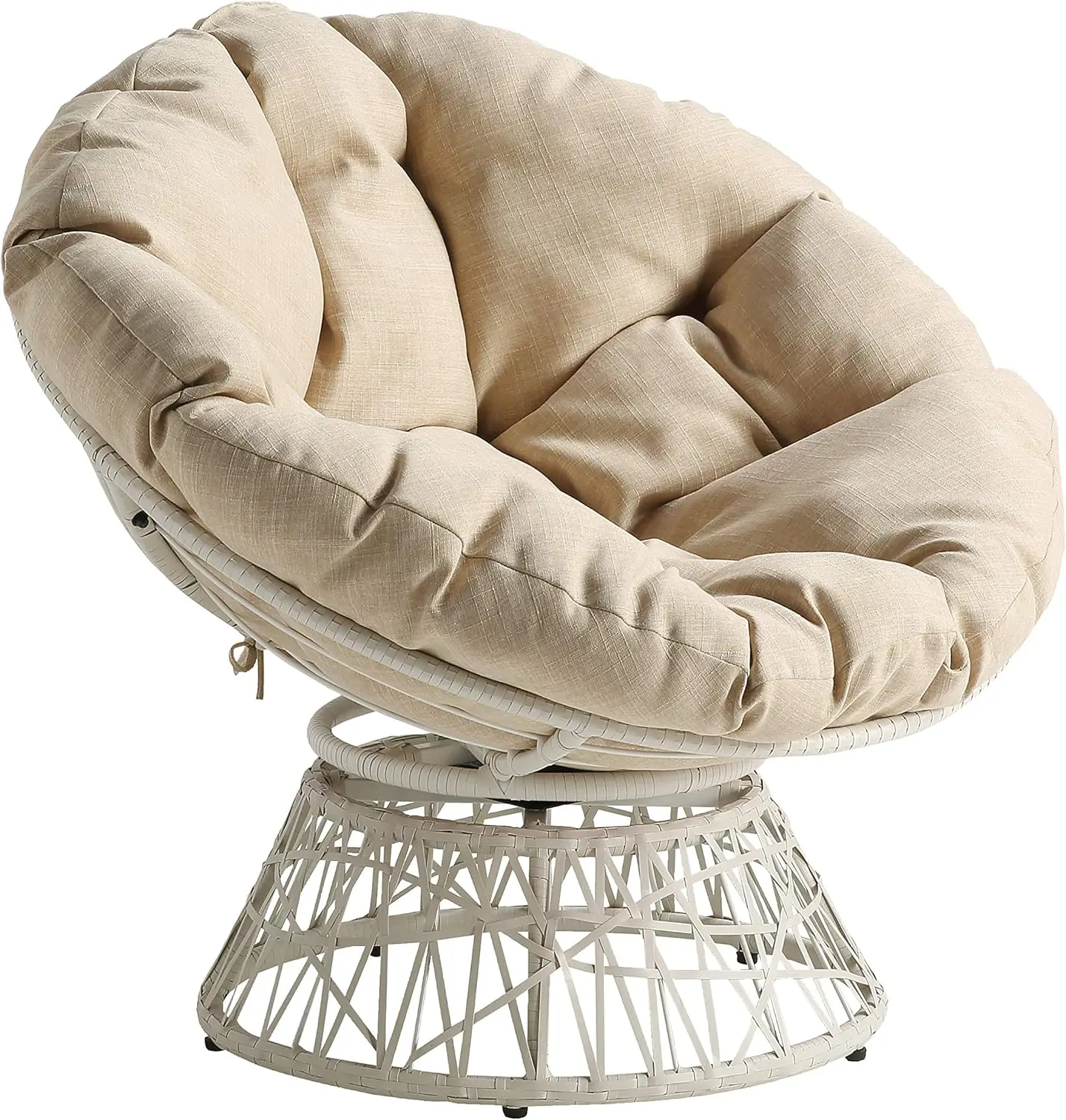 

Wier Papasan Chair With 360-Degree Swivel, Cream Frame With Cream Cushion
