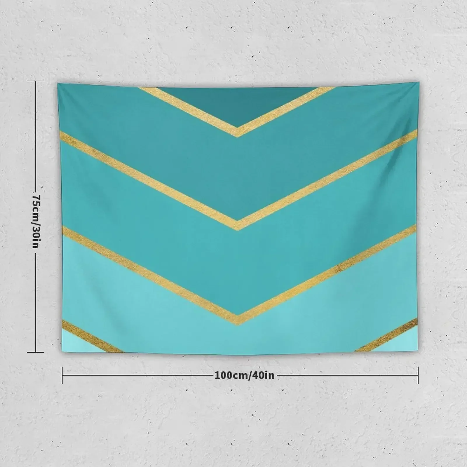 Geometrical teal and golden arrows modern art Tapestry Wall Mural Outdoor Decoration Tapestry