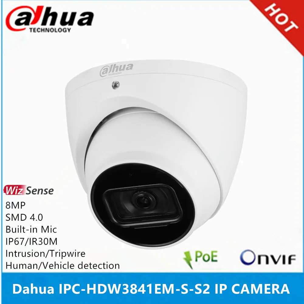 Dahua IPC-HDW3841EM-S-S2 8MP Built-in Mic IP67 IR30m  SMD 4.0  AI SSA Eyeball WizSense Network IP Camera