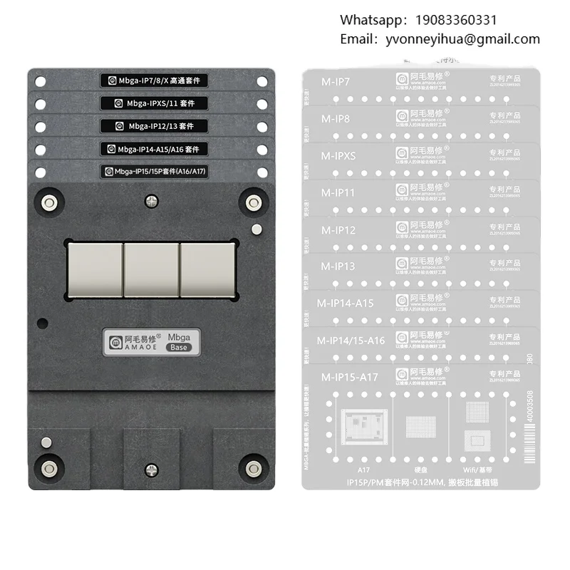 Amaoe BGA Reballing Stencil MBGA-IP Set Tin Platform For IPhone 7-15 PRO MAX Nand Wifi Baseband Chip Mobile Phones Application