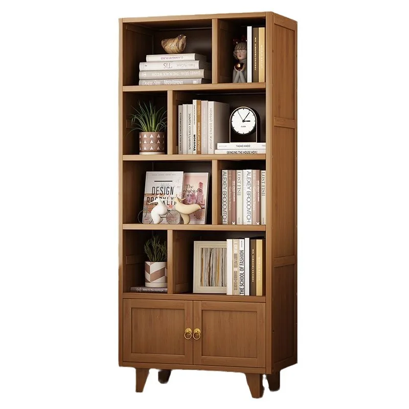 

Bookshelf Shelf Floor-to-ceiling office table Integrated against the wall Nan bamboo color storage cabinet