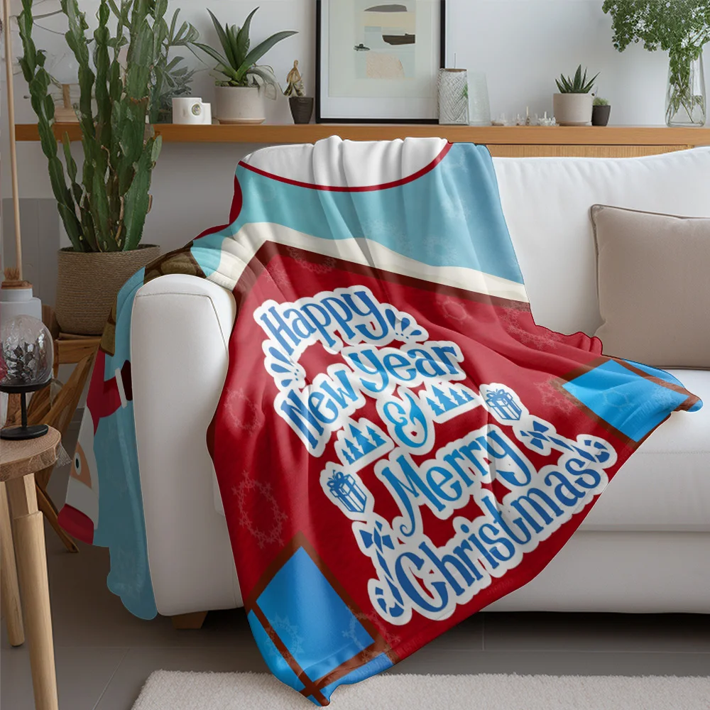 TU Cozy Christmas Throw Blanket Soft Holiday Flannel Fleece Bedspread Festive Winter Decor Gift Idea Home Living Room Dorm