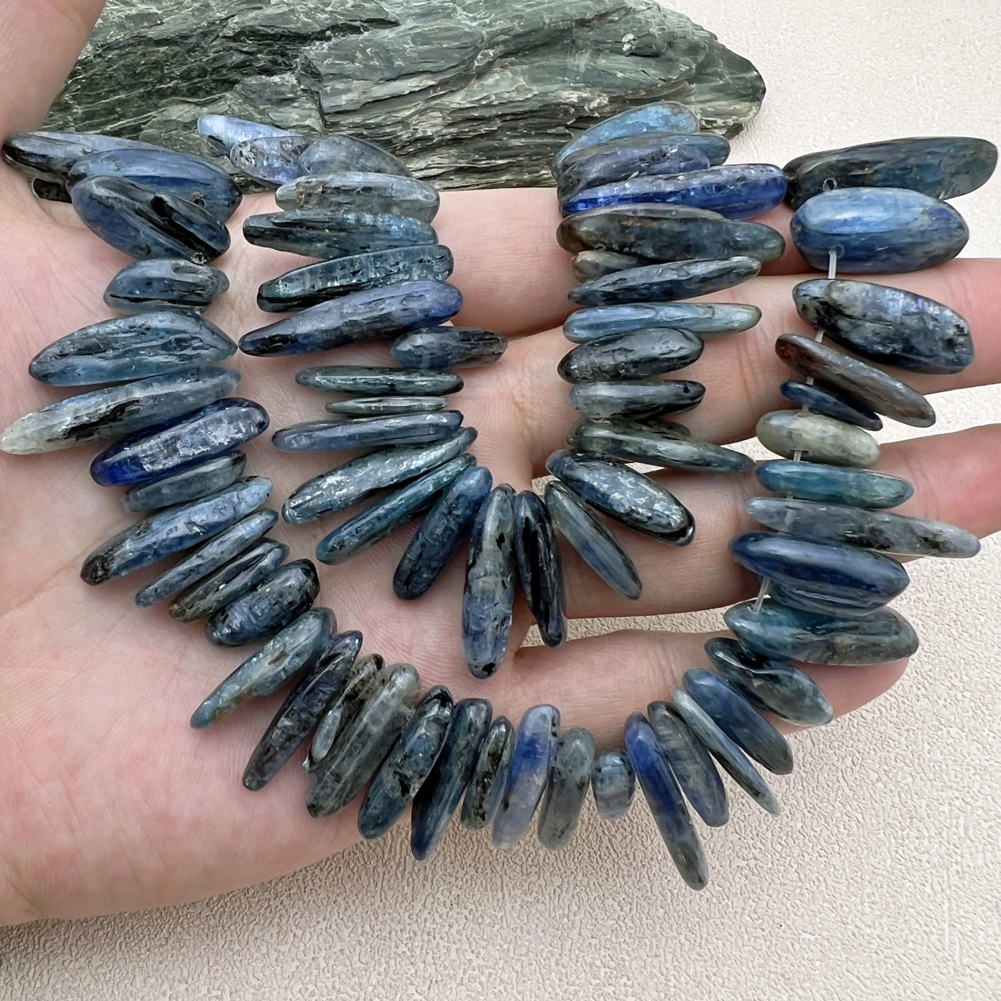 Polished Dark Blue Natural Stone Kyanite Quartz Stick Beads For DIY Jewelry Making