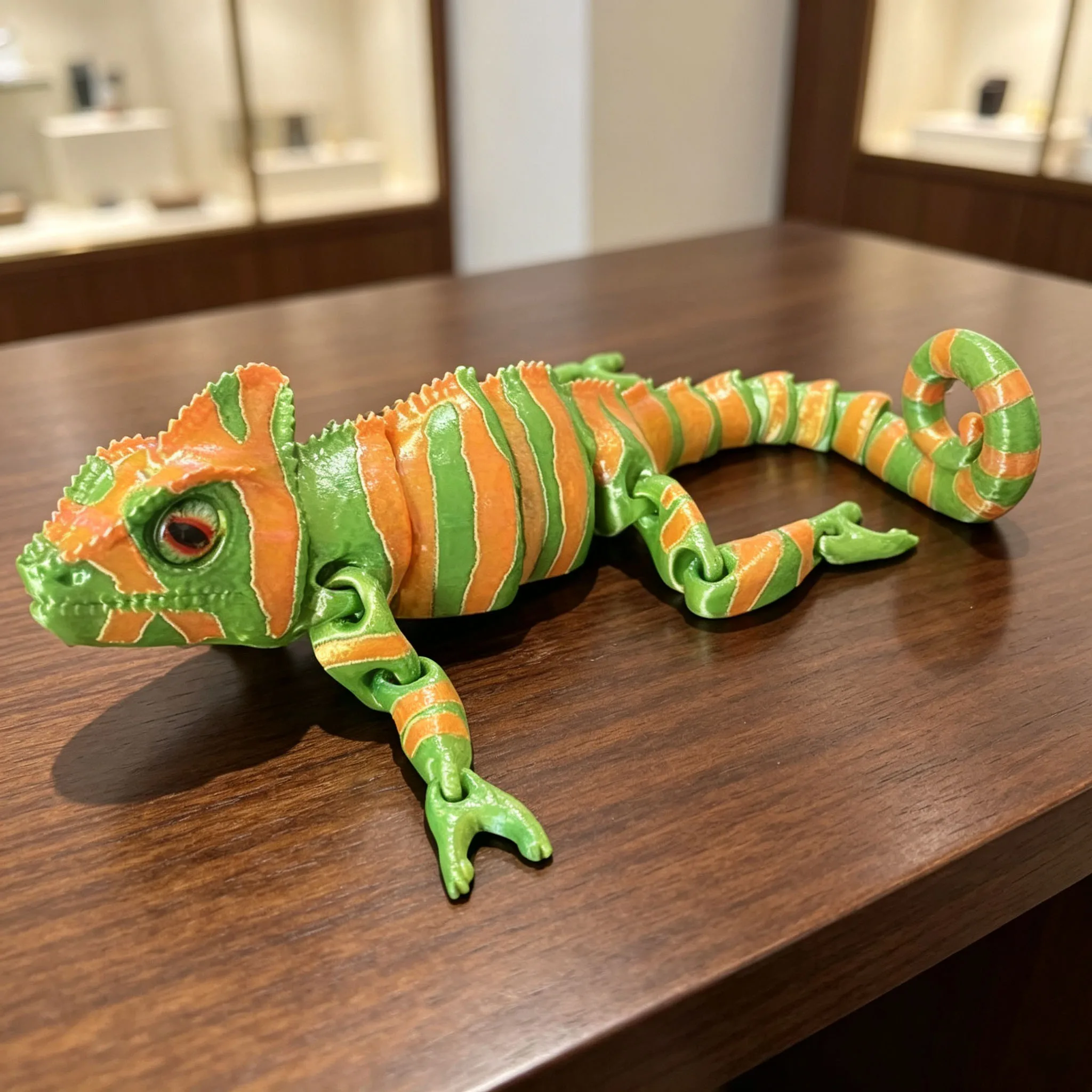 Movable Joint 3D Printed Chameleon Lizard Model Decor Toy