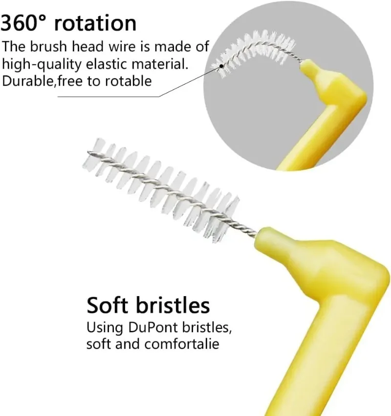 5 Boxes (20pcs/box) L-Shape Interdental Brush Wire Orthodontic Interdental Brush Orthodontic Toothbrush Soft Bristle Oral Care
