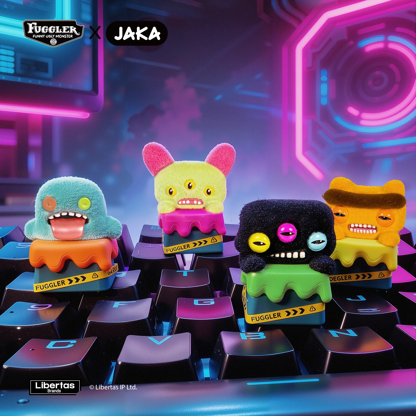 

Fuggler Plush Keycap Keyring Funny Ugly Monster Brick Base Stress Ball Pendant For Keyboard Bag Backpack Office Desk Decoration