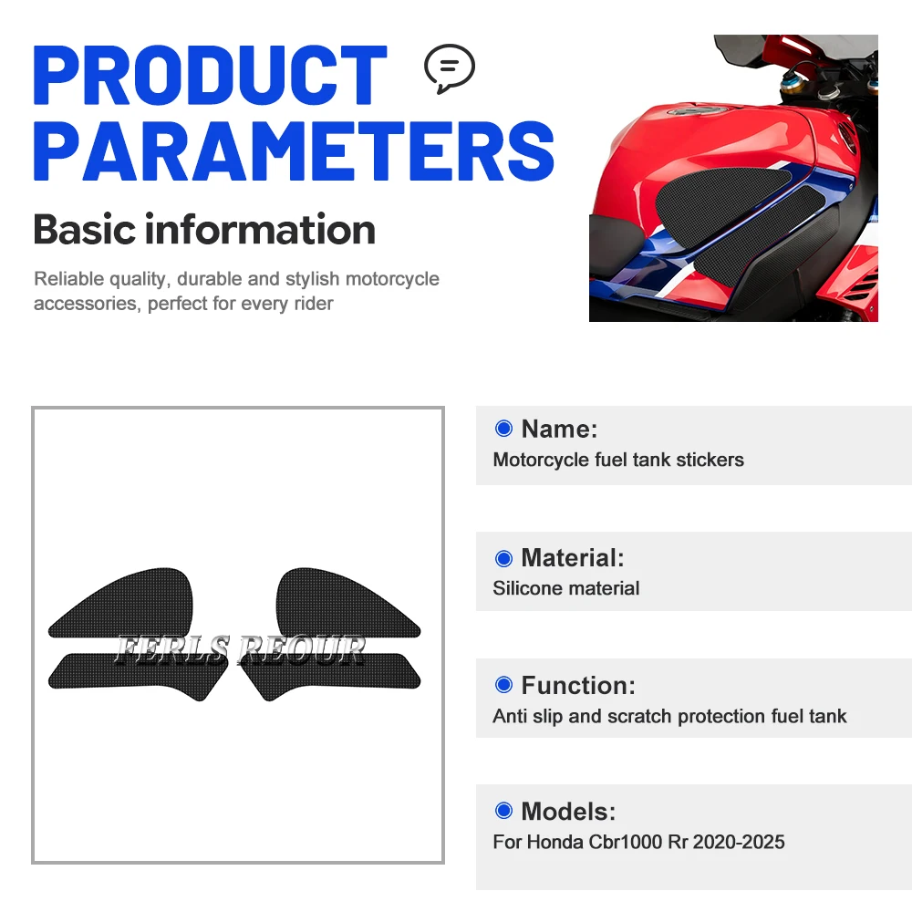 Silicone anti-slip fuel tank sticker side sticker set for Honda CBR1000RR 2020-2025 motorcycles.