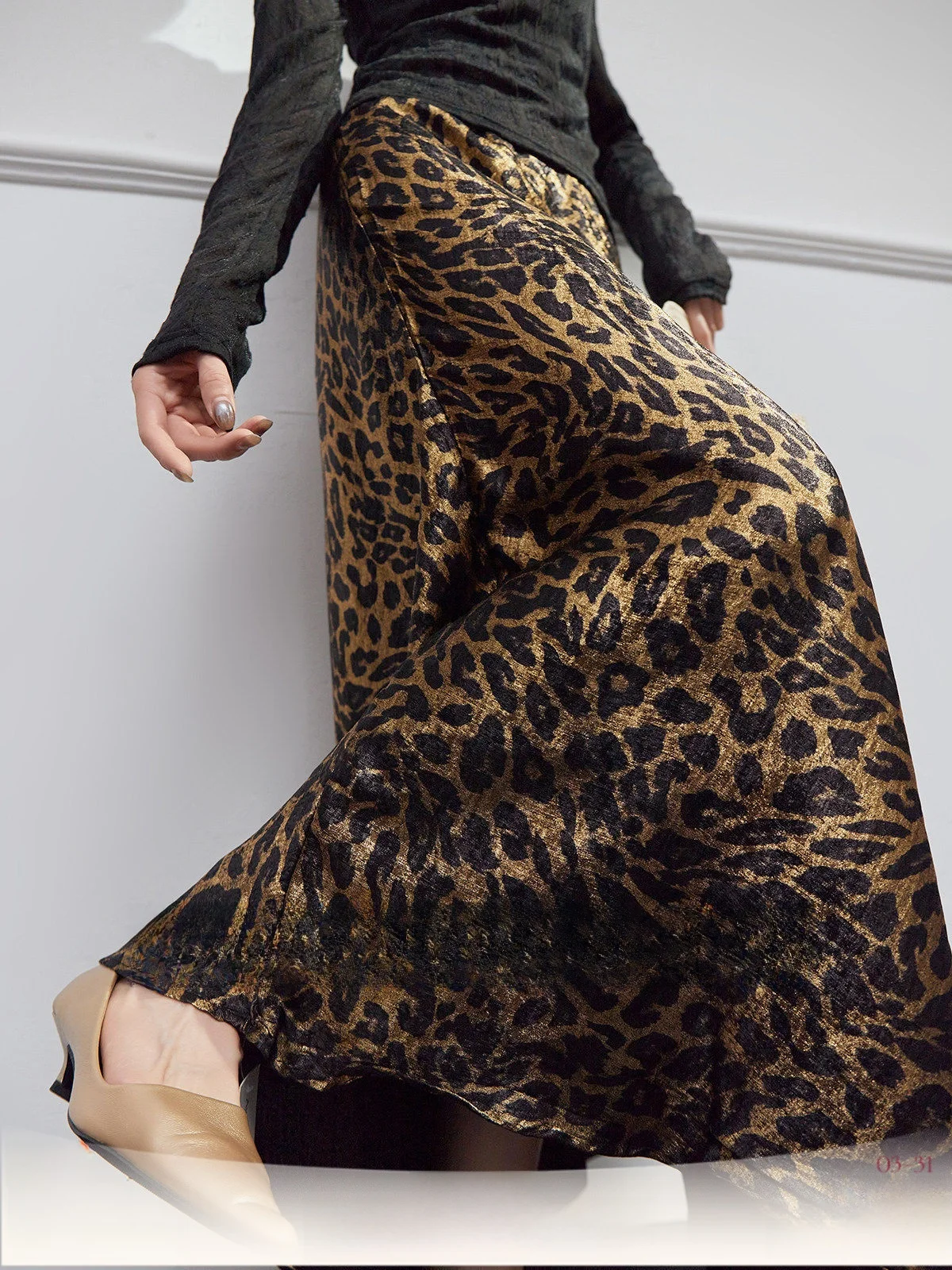 

Юбка миди А-силуэта с леопардовым принтом и высокой талией Ele, осенняя новинка от Uncle's, модный матовый дизайн