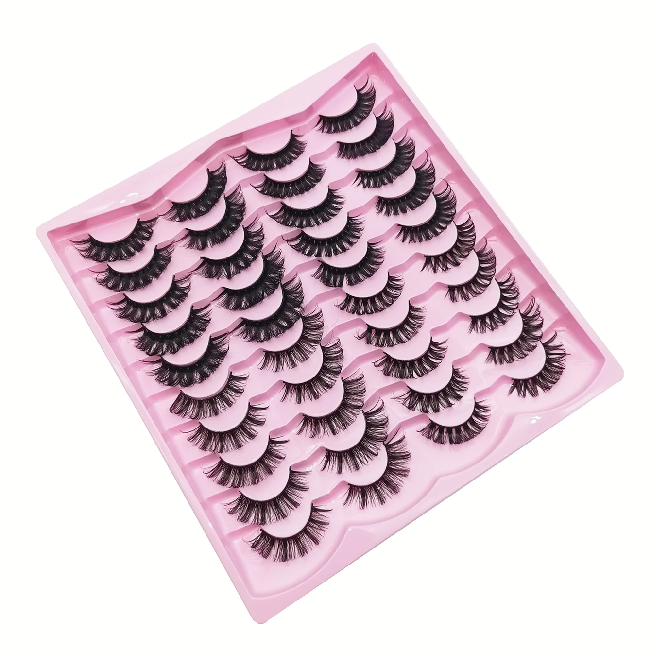 20 pares de pestañas postizas gruesas y exageradas negras esponjosas, maquillaje de ojos esponjoso y vívido que se extiende naturalmente