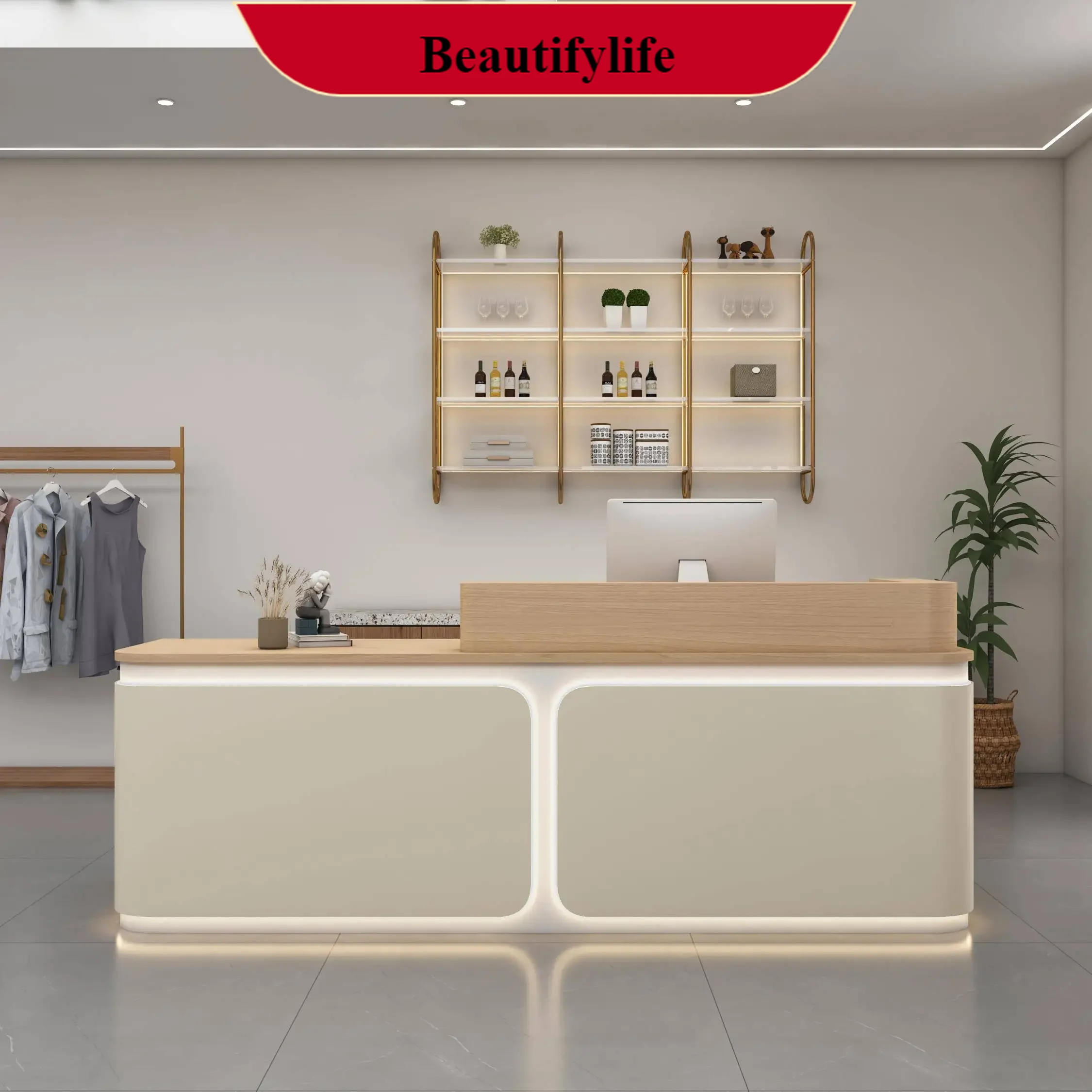 Company Paint Reception Desks Office Clothing Store Checkout Page Reception Desks Dental Simple Modern Empfangstheke Furniture