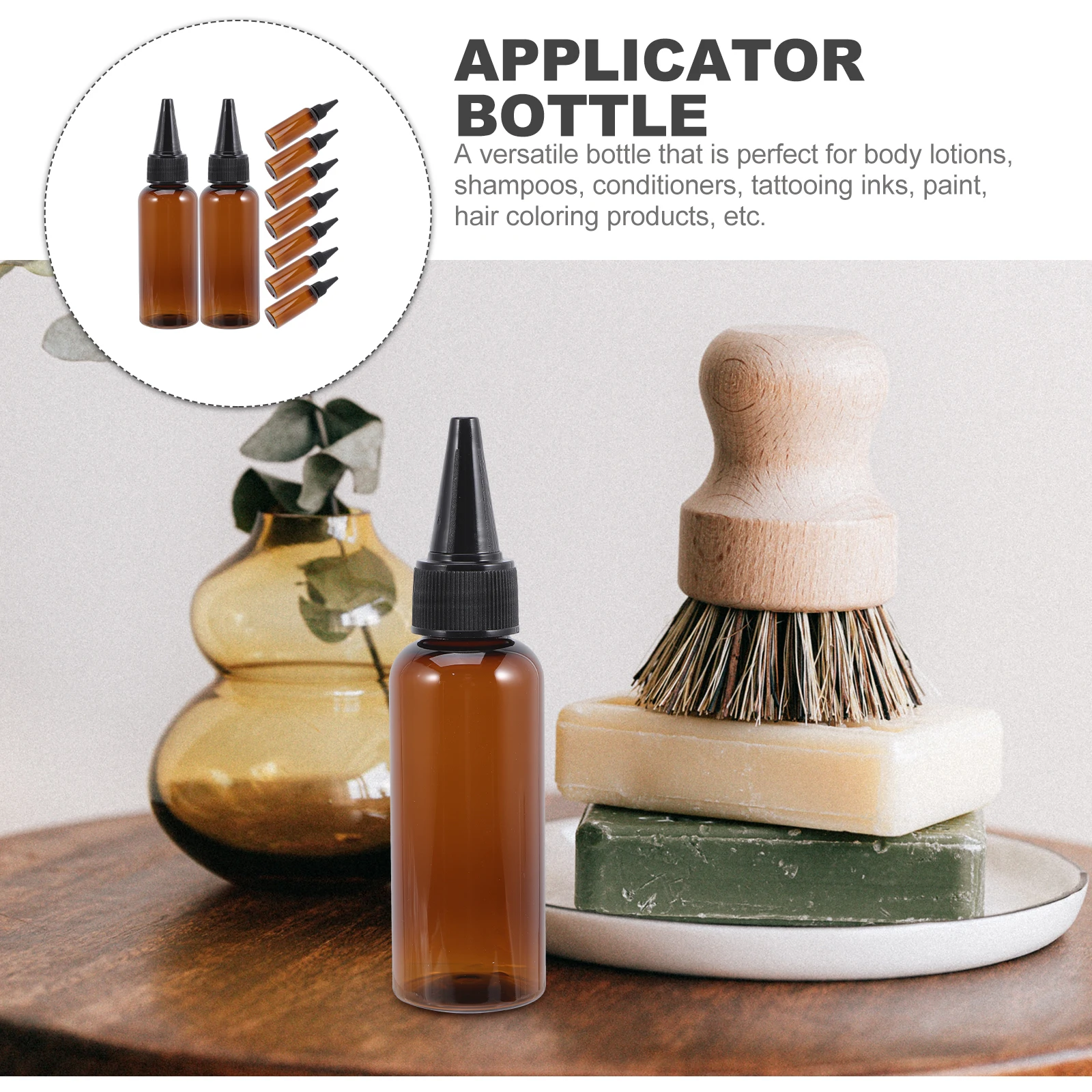 

10Pcs Hair Dye Oil Applicator Bottle Plastic Refillable Squeeze Container For Coloring Styling Tools
