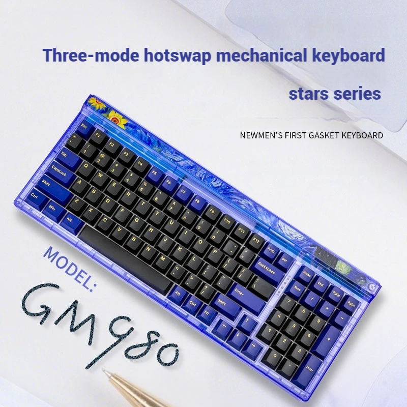 Gm980 Wireless Mechanical Keyboard 100keys Gaming Keyboard Hotswap Three Mode Gasket Structure E-Sports Office Gamer Accessories