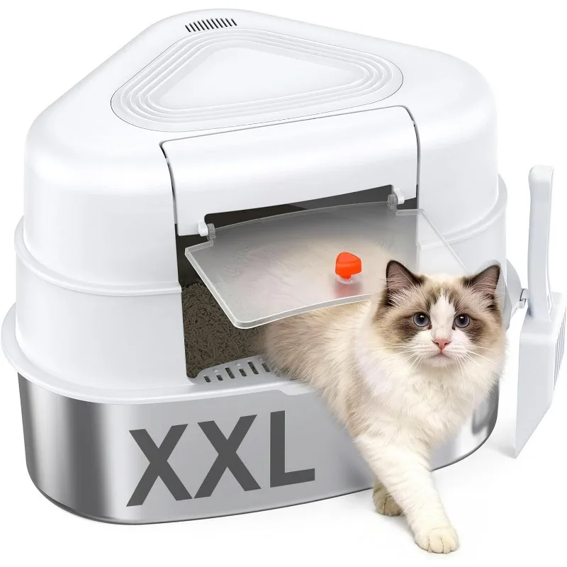Splash proof and odor proof, suitable for customized triangular enclosed stainless steel cat litter box shovel