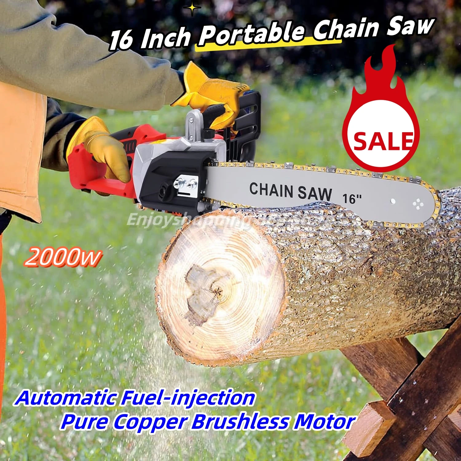 16 Inch Portable Chain Saw Blade Fast Cutting High Wear-Resistant Good Heat Dissipation Battery not included, no plug