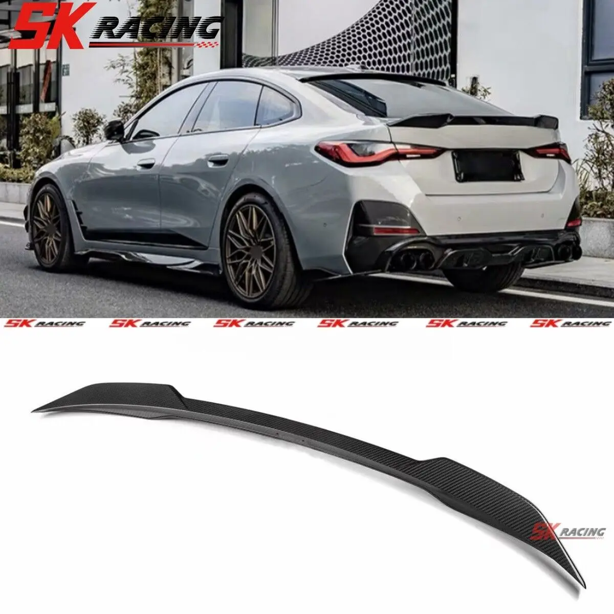 Car Accessories Dry Carbon Fiber Rear Spoiler Wing For 2021-2023 BMW G26 430i GRAN COUPE i4 4 Door