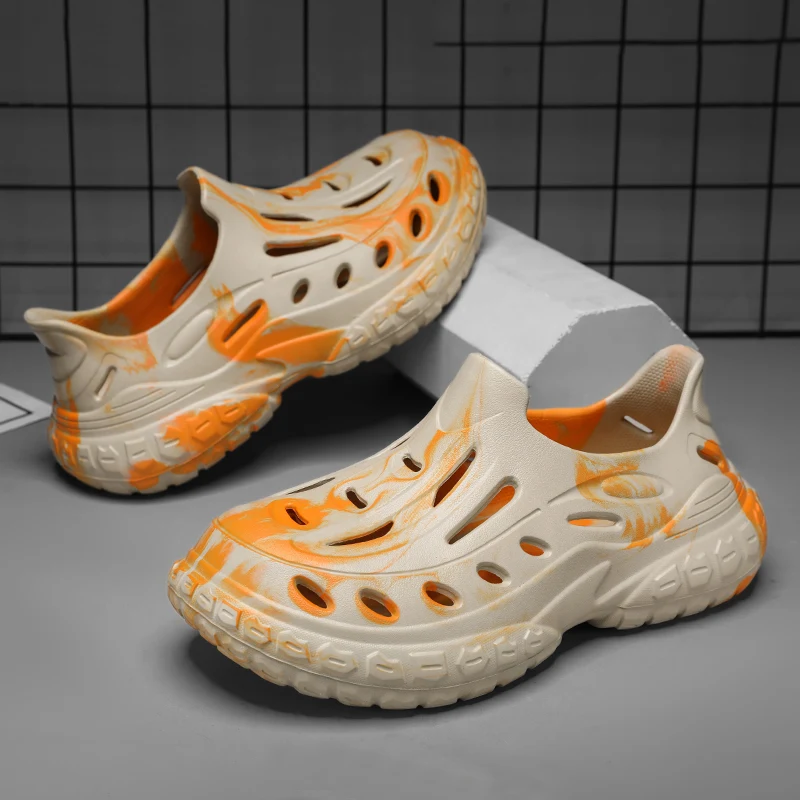 

Men's Thick Bottomed Beach Shoes EVA Material Outdoor Casual Sandals Covering Head And Heel Hollow Men's Low-Cut Wading Shoes