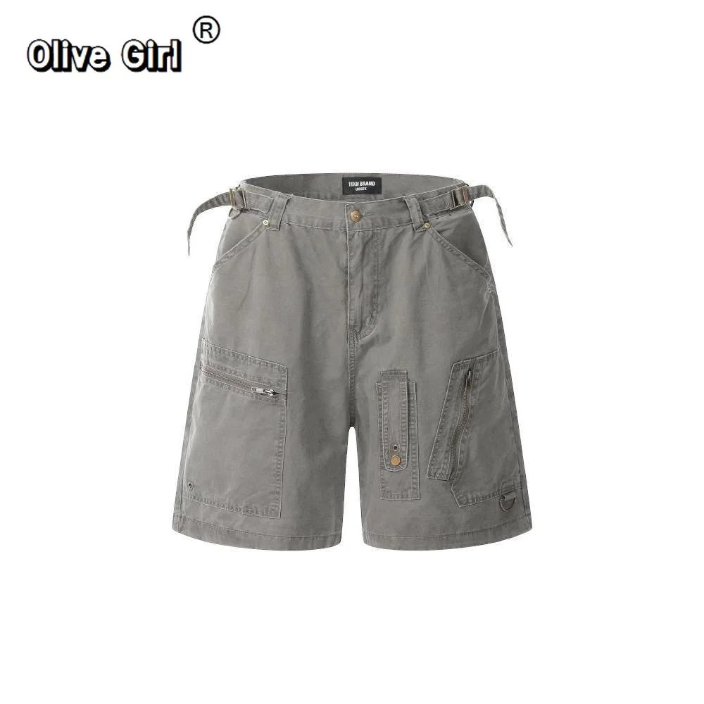 Olivegirl Women's Denim Jeans Y2k Knee Length Cargo Harajuku Baggy Wide Leg Trouser 2000s Short Jean Pants Vintage Pant Clothes