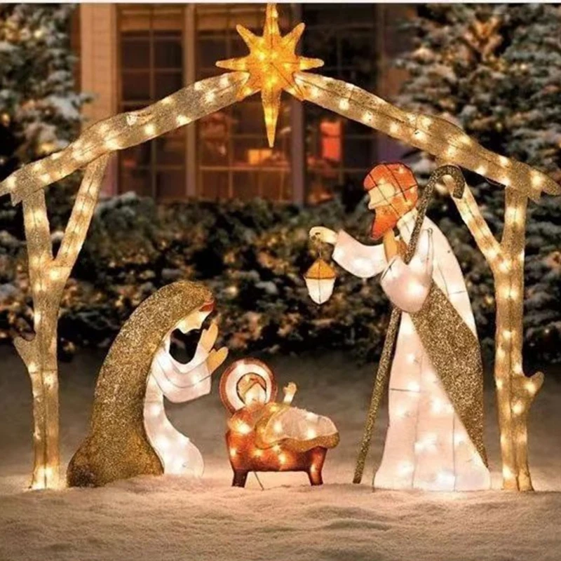 Christmas Nativity Set Holy Family Acrylic Decorative Figures Acrylic Material