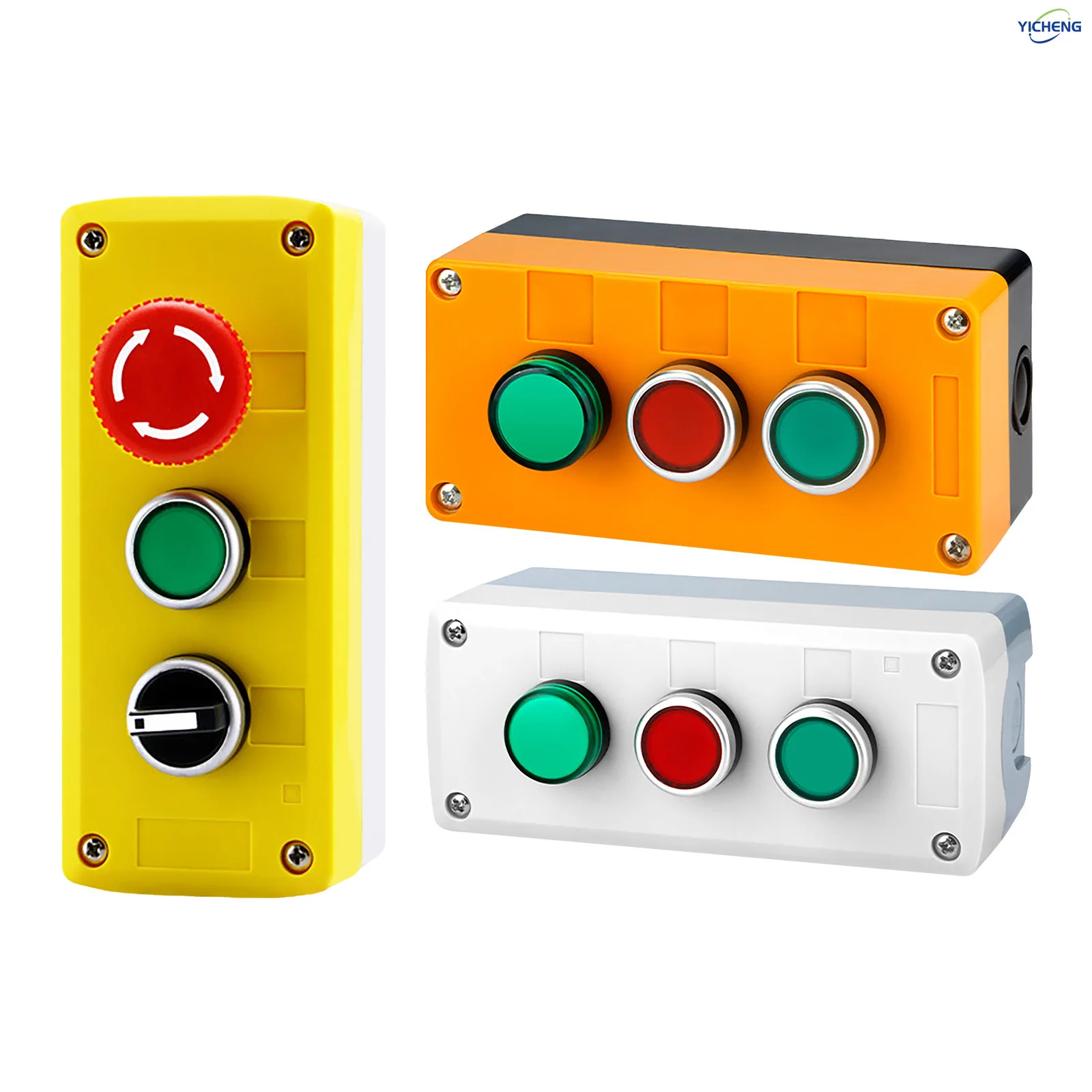 1Pcs 22mm 3 bit /4 bit Control Station Box Set,Push Button Switches,2-Position Rotary Switch & Emergency Stop Button(optional) view 2